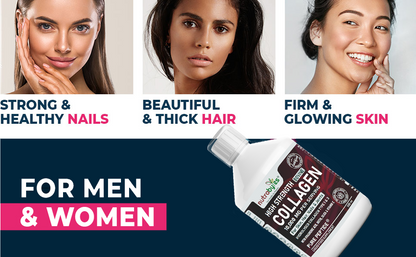 High-Strength Liquid Bovine Collagen Supplement for Women and Men, 10,000 mg Liquid Collagen with Hyaluronic Acid and Vitamin C, 19 Amino Acids,  Collagen Types 1 and 3, Berry Flavoured, Halal & Kosher certified