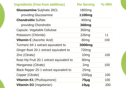Glucosamine, Chondroitin, Turmeric, Vitamins & Minerals Complex