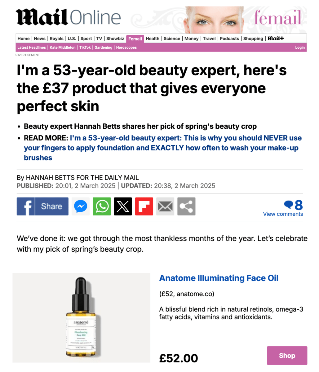 زيت الوجه المضيء بخلاصة ثمر الورد وبذور العنب والأفوكادو