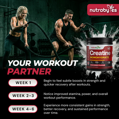 Creatine Monohydrate Powder 300g (75 Servings) – Pure Micronised Creatine Powder Supplement for Men & Women, Pre & Post Workout Strength, Muscle Growth & Recovery, Vegan – Mixed Berry Flavour