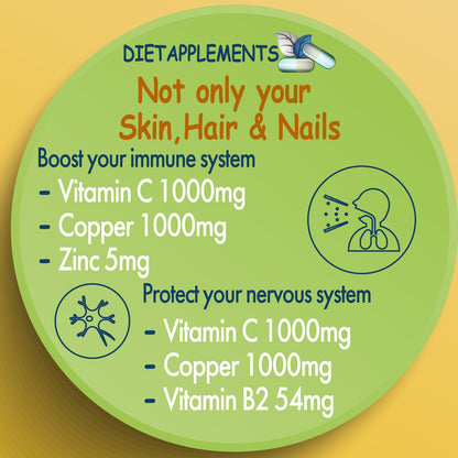 Complete Hair, Skin, Nails Supplement! Marine Collagen, Hyaluronic Acid, Biotin, Vitamins, Minerals, Superfood - 35 Ingredients