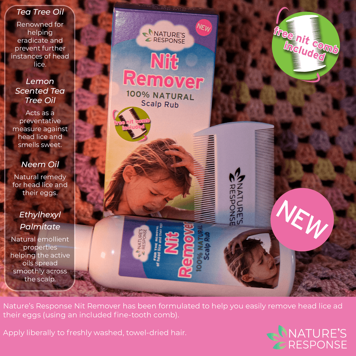 Nature's Response Nit Remover – 100% Natural Lice & Egg Treatment (100ml)
