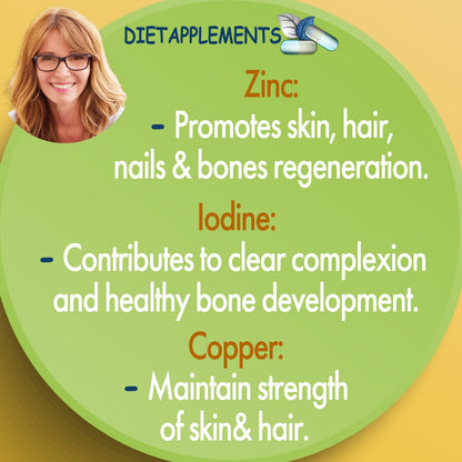 Complete Hair, Skin, Nails Supplement! Marine Collagen, Hyaluronic Acid, Biotin, Vitamins, Minerals, Superfood - 35 Ingredients
