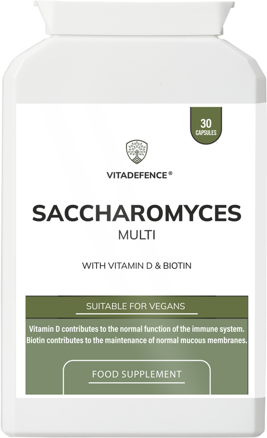 Saccharomyces Multi | With Vitamin D3, Biotin, Olive Leaf & Bamboo Silica – 30 Capsules