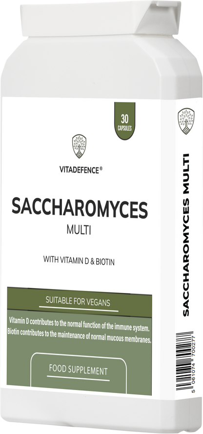 Saccharomyces Multi | With Vitamin D3, Biotin, Olive Leaf & Bamboo Silica – 30 Capsules