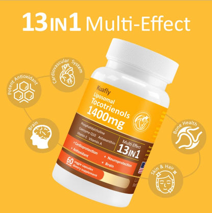 KUAFLY Liposomal Tocotrienols Vitamin E 1400mg | High Potency 60 Capsules