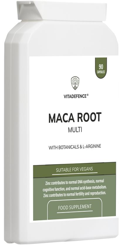 Maca Root Multi | With L-Arginine, Ginkgo Biloba & Zinc – 90 Vegan Capsules