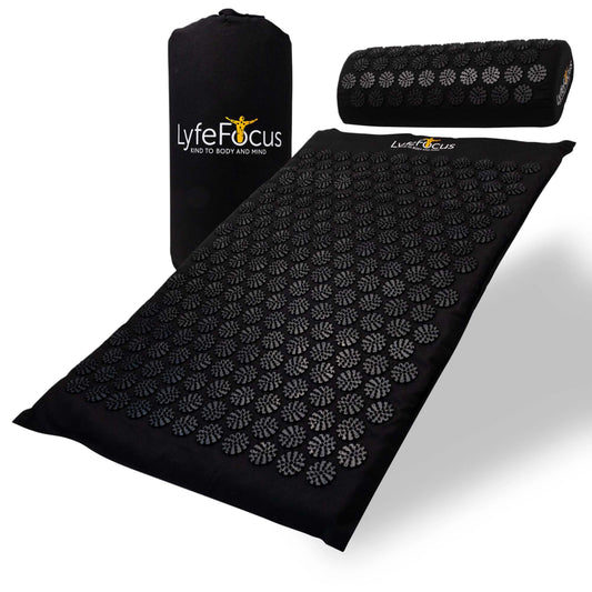 Acupressure Mat & Pillow (Black)