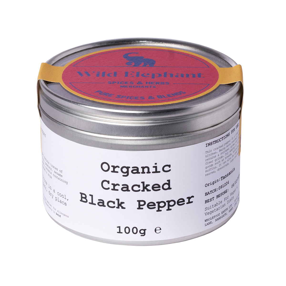 Organic Cracked Black Pepper - Wild Elephant