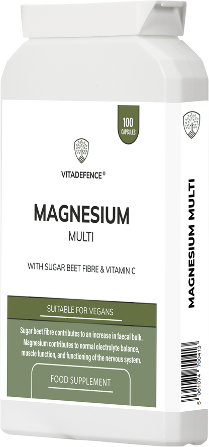 Magnesium Multi | With Vitamin C & Sugar Beet Fibre – 100 Vegan Capsules