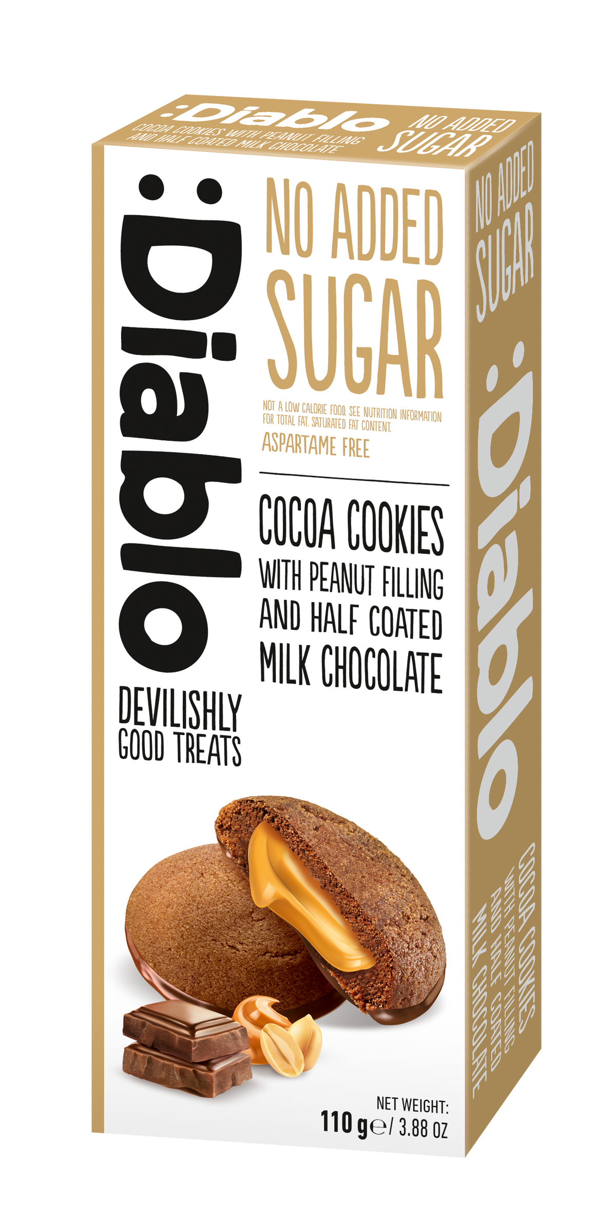 Cocoa Cookies with Peanut Filling and Half Coated Milk Chocolate (110g)