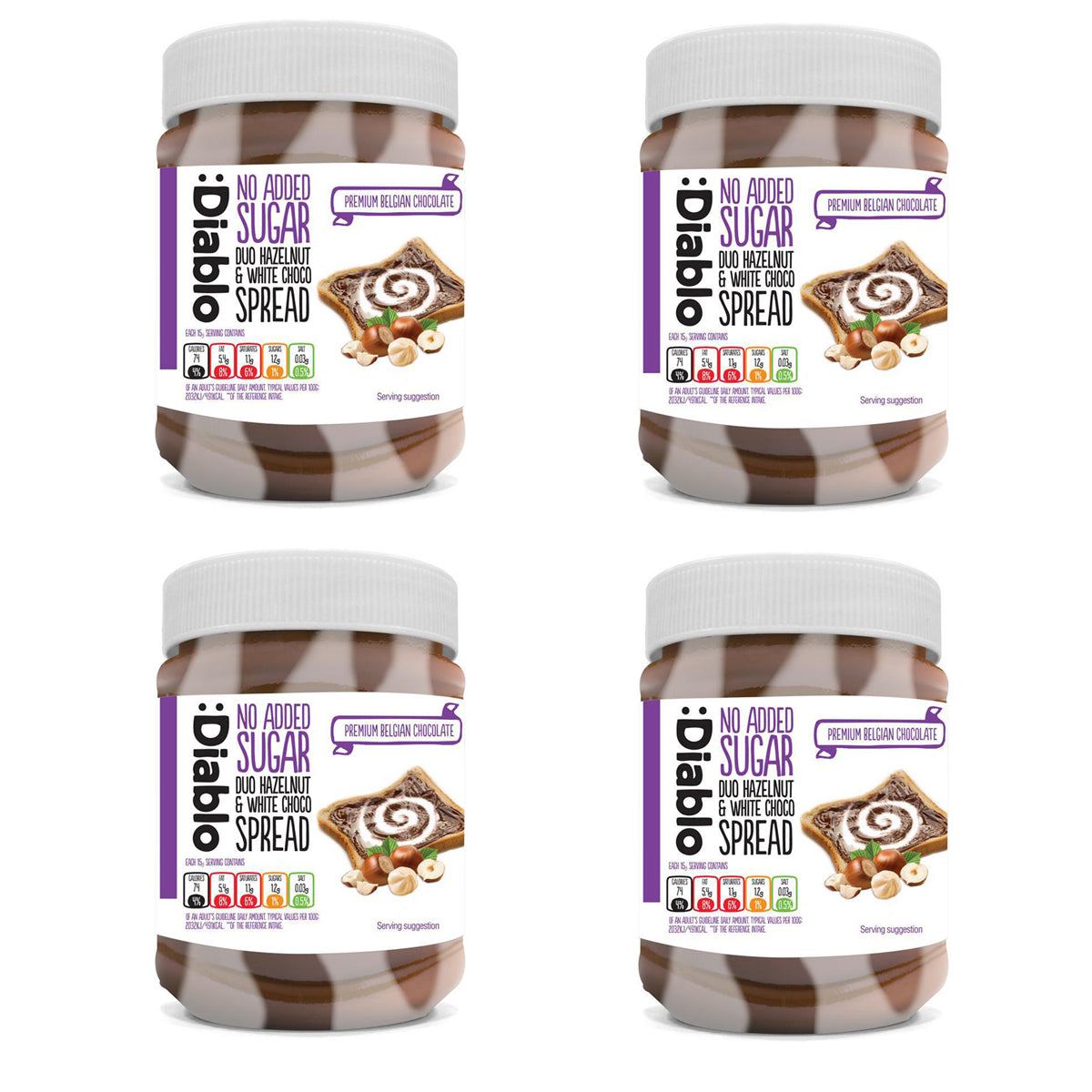 No Added Sugar White Chocolate and Hazelnut Duo Spread (350g)