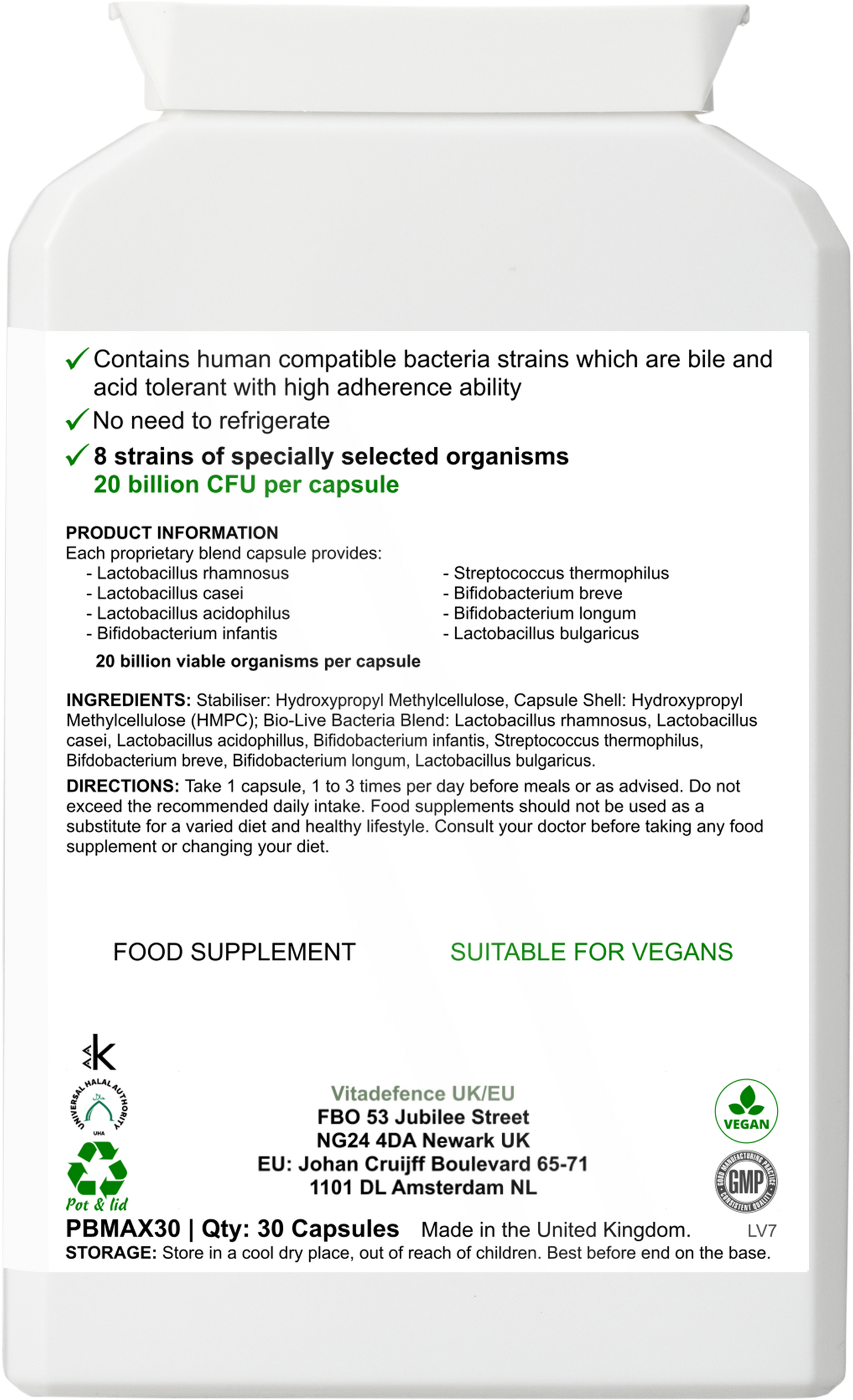 لايف كلتشرز ماكس | تركيبة من 8 سلالات، 20 مليار وحدة تشكيل مستعمرة - 30 كبسولة