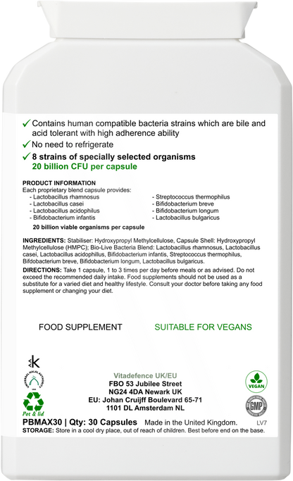 لايف كلتشرز ماكس | تركيبة من 8 سلالات، 20 مليار وحدة تشكيل مستعمرة - 30 كبسولة