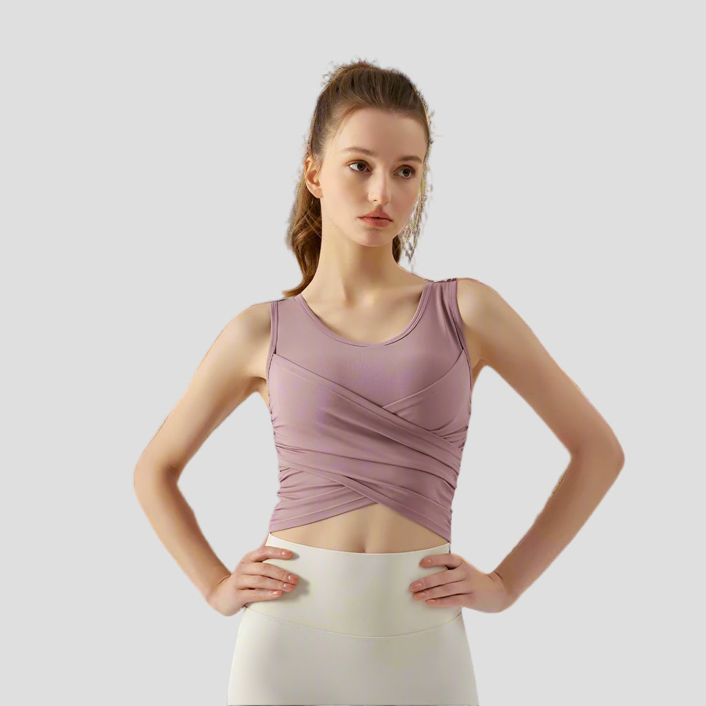 Cross Pleated Tank Top UPF 50+