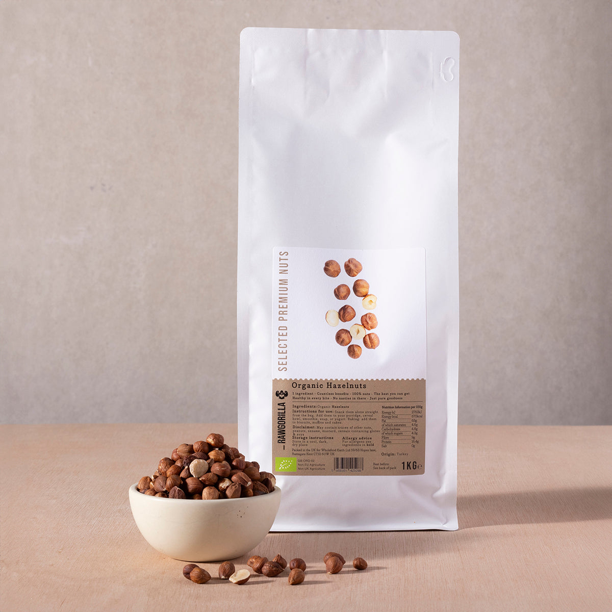 Organic Hazelnuts - RAWGORILLA - 1kg