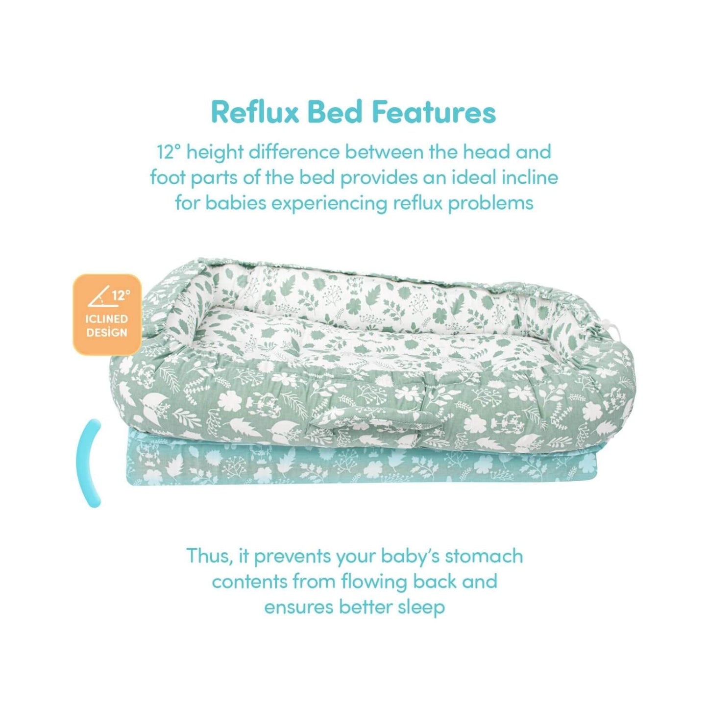 baby plus Mother Side Baby Reflux Bed - Green