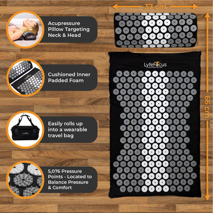 Acupressure Mat & Pillow (Grey)