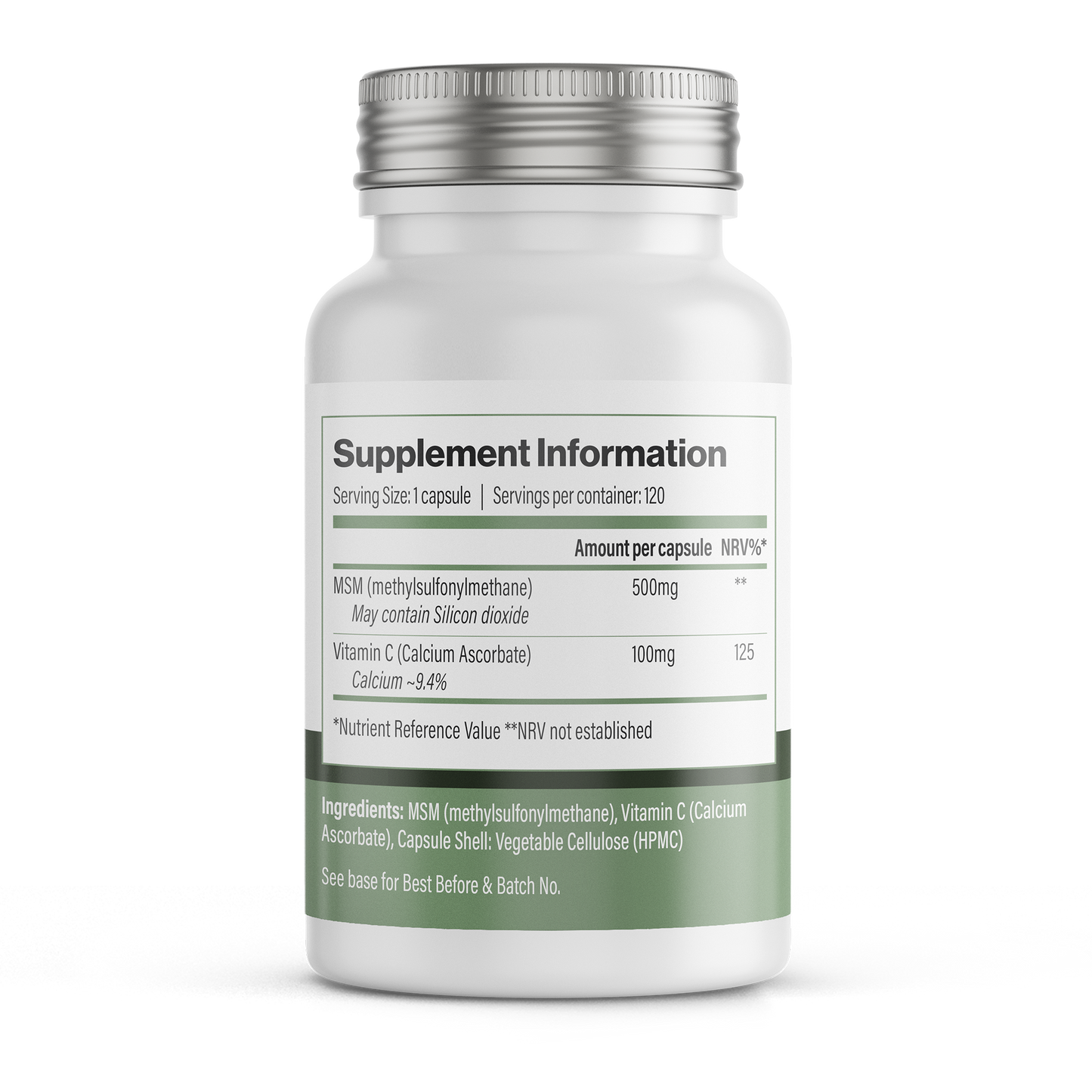 كبسولات نباتية تحتوي على ميثيل سلفونيل ميثان وفيتامين سي | 120 كبسولة
