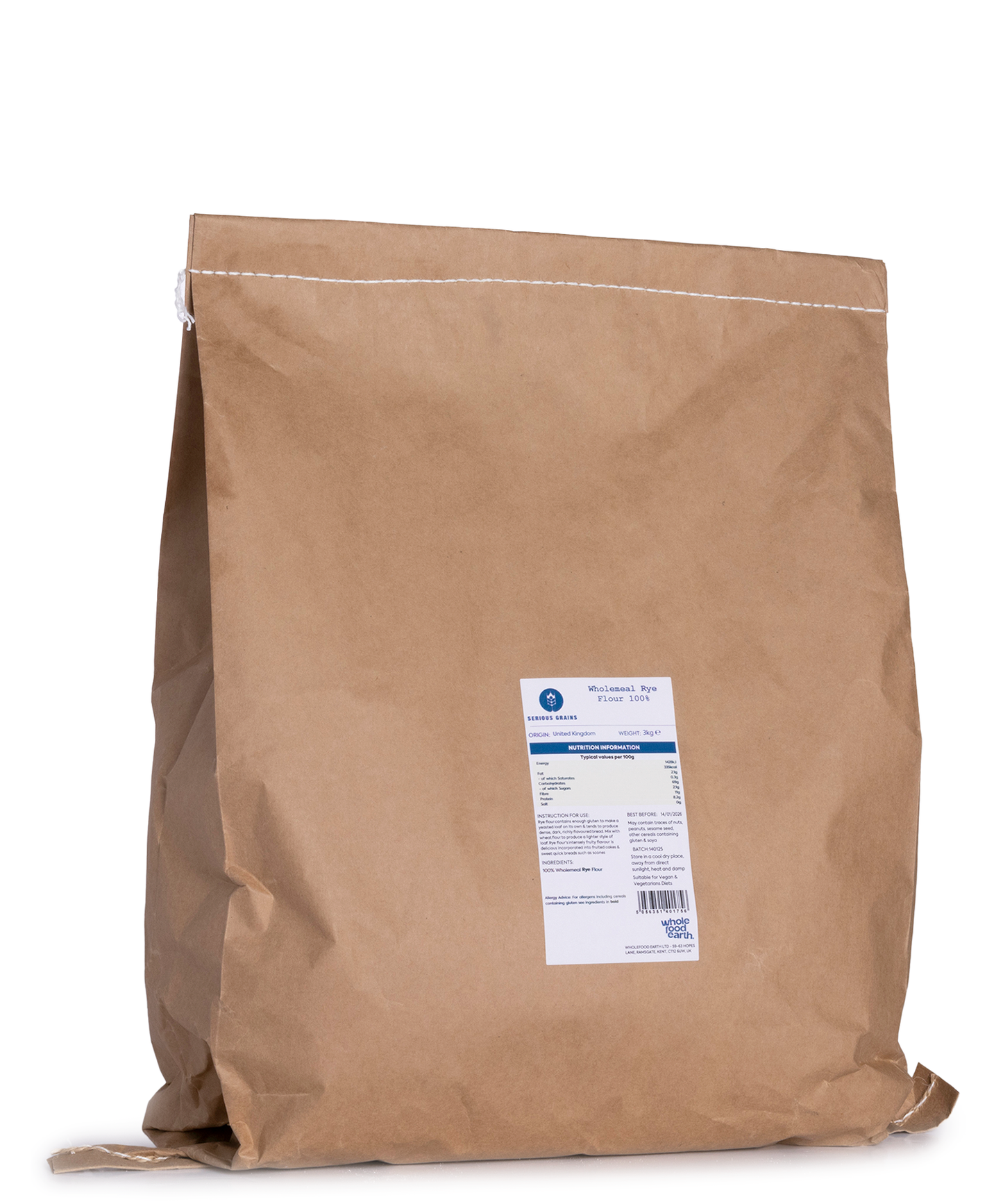 Wholemeal Rye Flour (Stoneground) 100% - Serious Grains