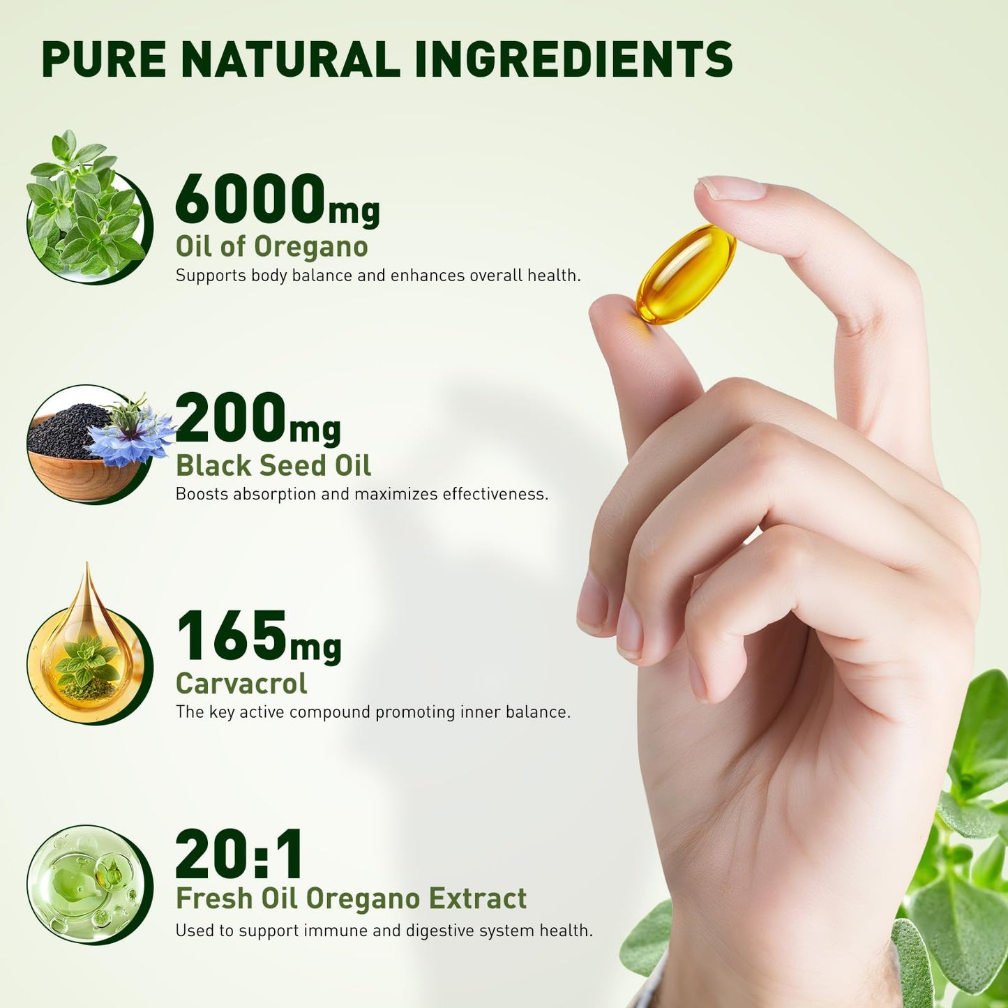 ACBUF Oil of Oregano with Black Seed Oil – 180 Softgels, Organic, 165mg Carvacrol