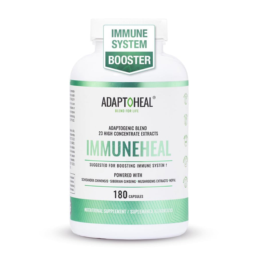 ADAPTOHEAL Immuneheal – معزز مناعي من الفطر الريشي مع خلاصة شيساندرا تشاينينسيس والجنسنغ والفطر (180 كبسولة)
