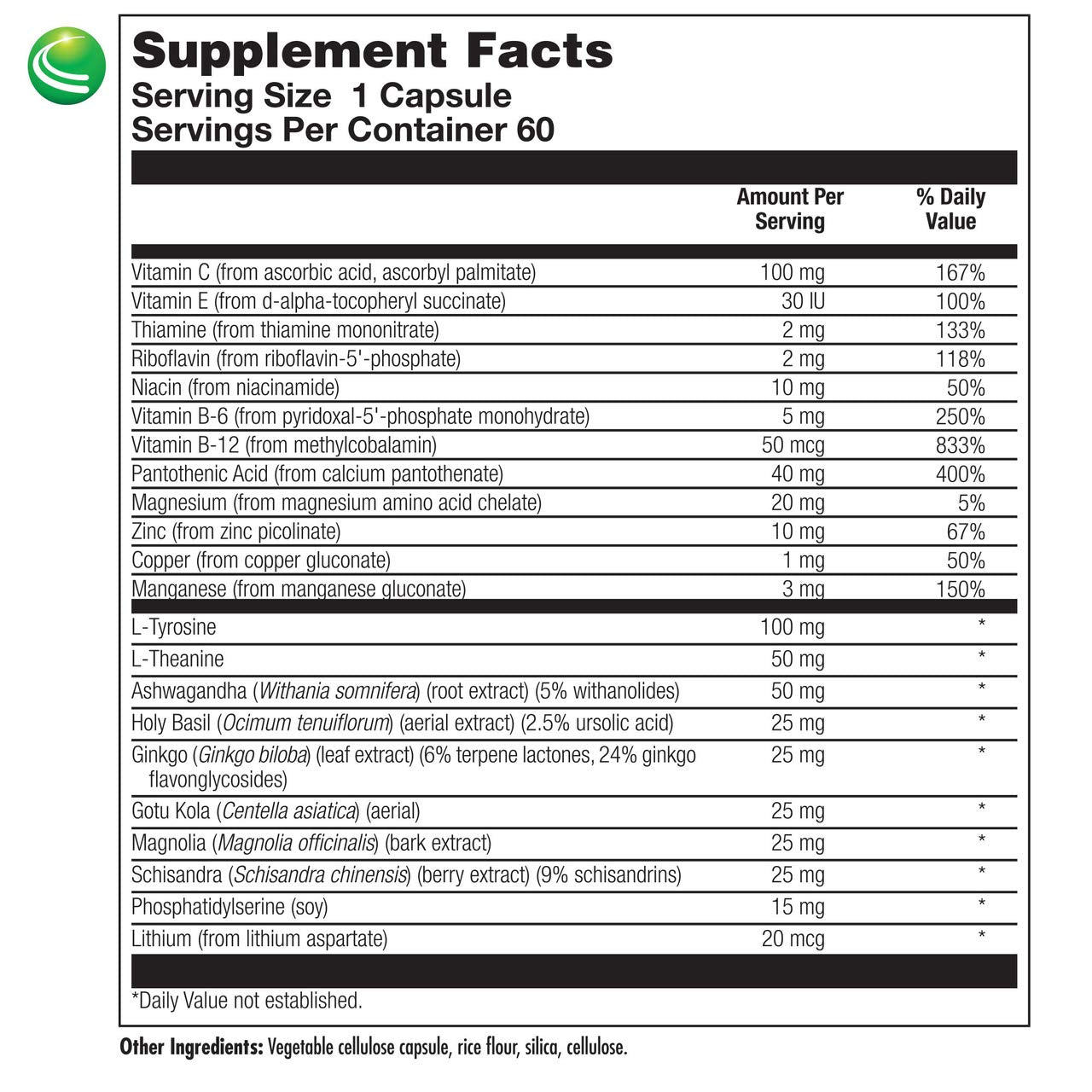 Nutra BioGenesis AdrenoActive - Supports Healthy Stress Response | Gluten Free - 60 Capsules