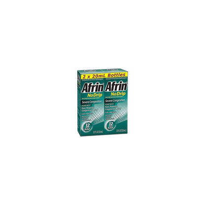 Afrin No Drip Severe Congestion Pump Mist Nasal Spray - 12 Hour Relief, 20 mL (Pack of 2)