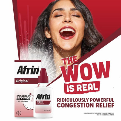 Afrin Original Maximum Strength 12 Hour Nasal Congestion Relief Spray – 3 Bottles (3 x 1 fl oz)