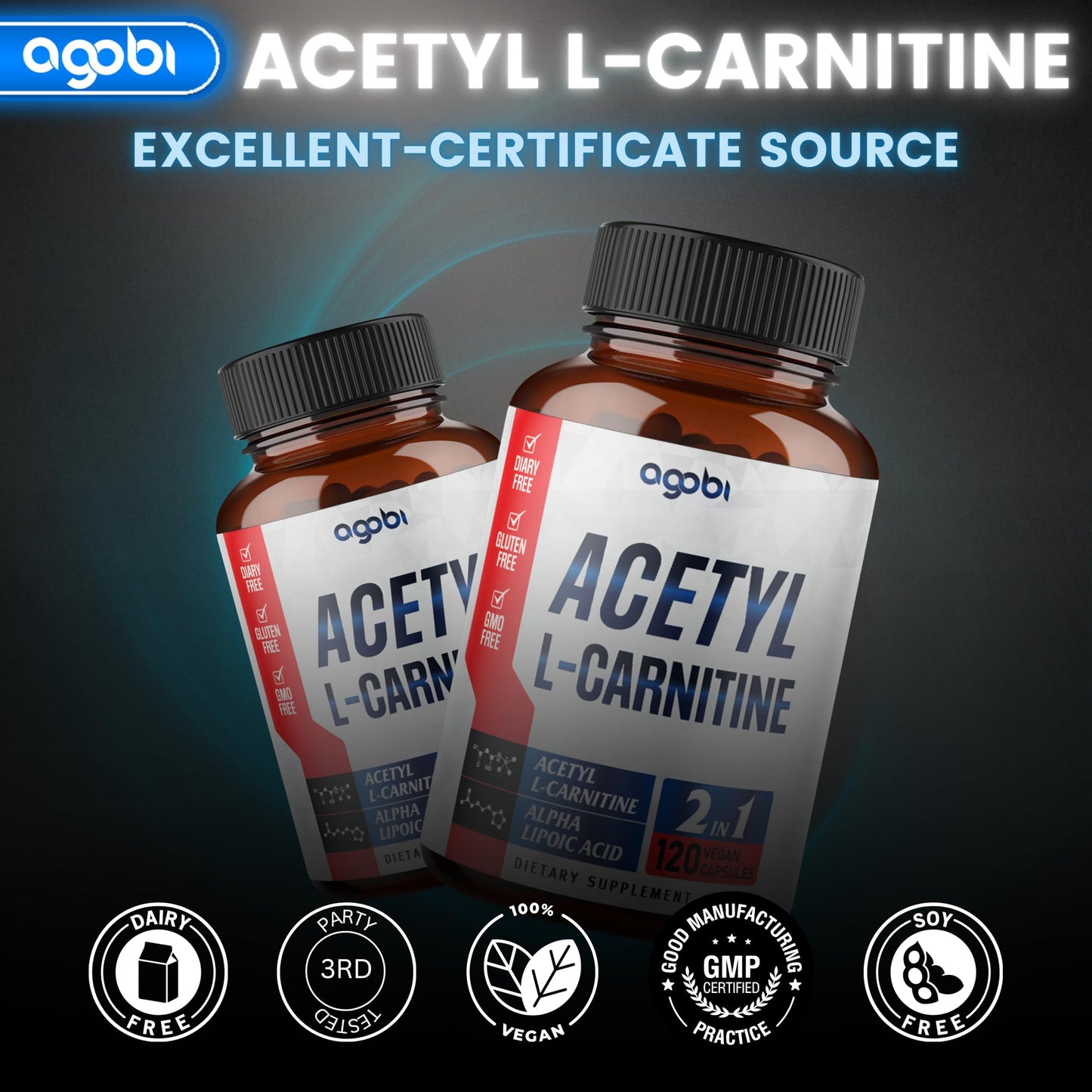 agobi Acetyl L-Carnitine & Alpha Lipoic Acid Complex 1500mg | Brain Health, Focus & Mood