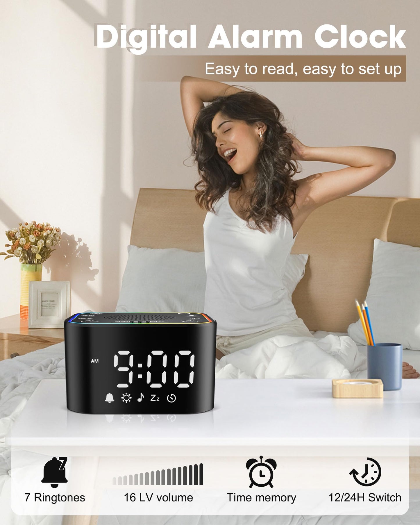 Alampan White Noise Sound Machine with Alarm Clock – 30 Soothing Sounds