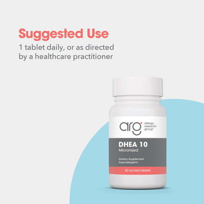 Allergy Research Group DHEA 10mg Micronized – Metabolism Support, Soy-Free, Vegan, Scored Tablets – 60 Count