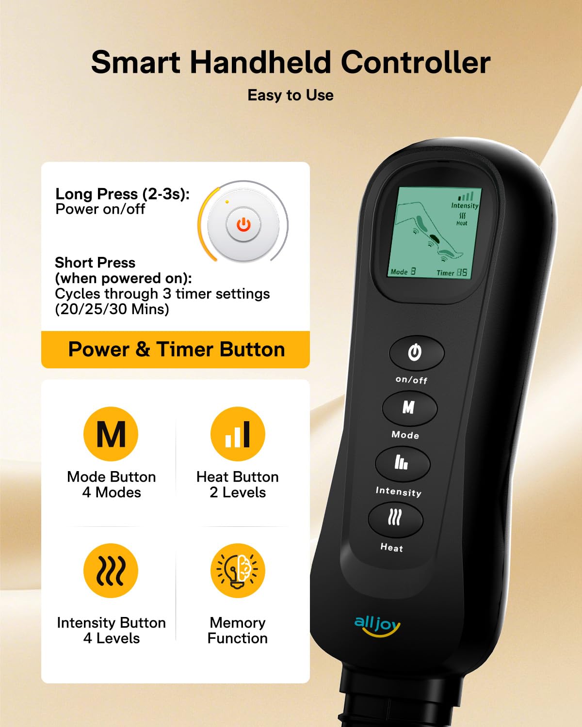 ALLJOY Leg Massager with Heat & Compression – 4 Modes, 4 Intensities, 20–30 Min Sessions, FSA Eligible