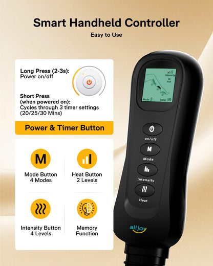 ALLJOY Leg Massager with Heat & Compression – 4 Modes, 4 Intensities, 20–30 Min Sessions, FSA Eligible