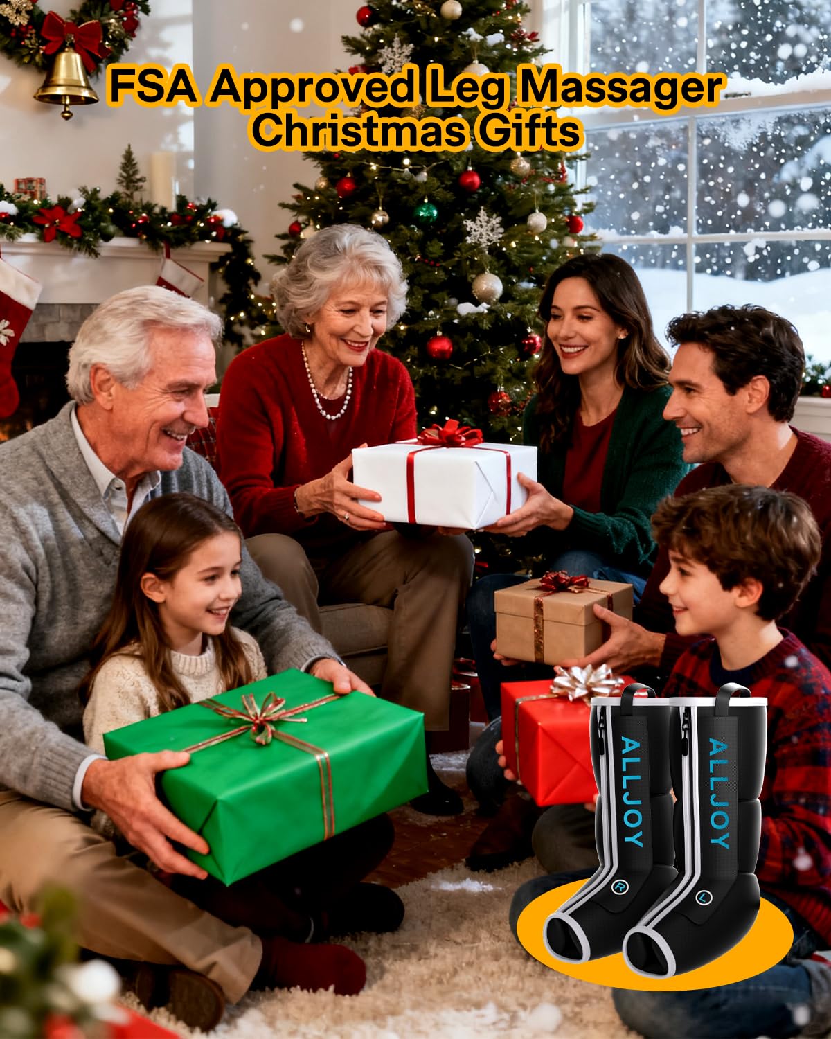 ALLJOY Leg Massager with Heat & Compression – 4 Modes, 4 Intensities, 20–30 Min Sessions, FSA Eligible