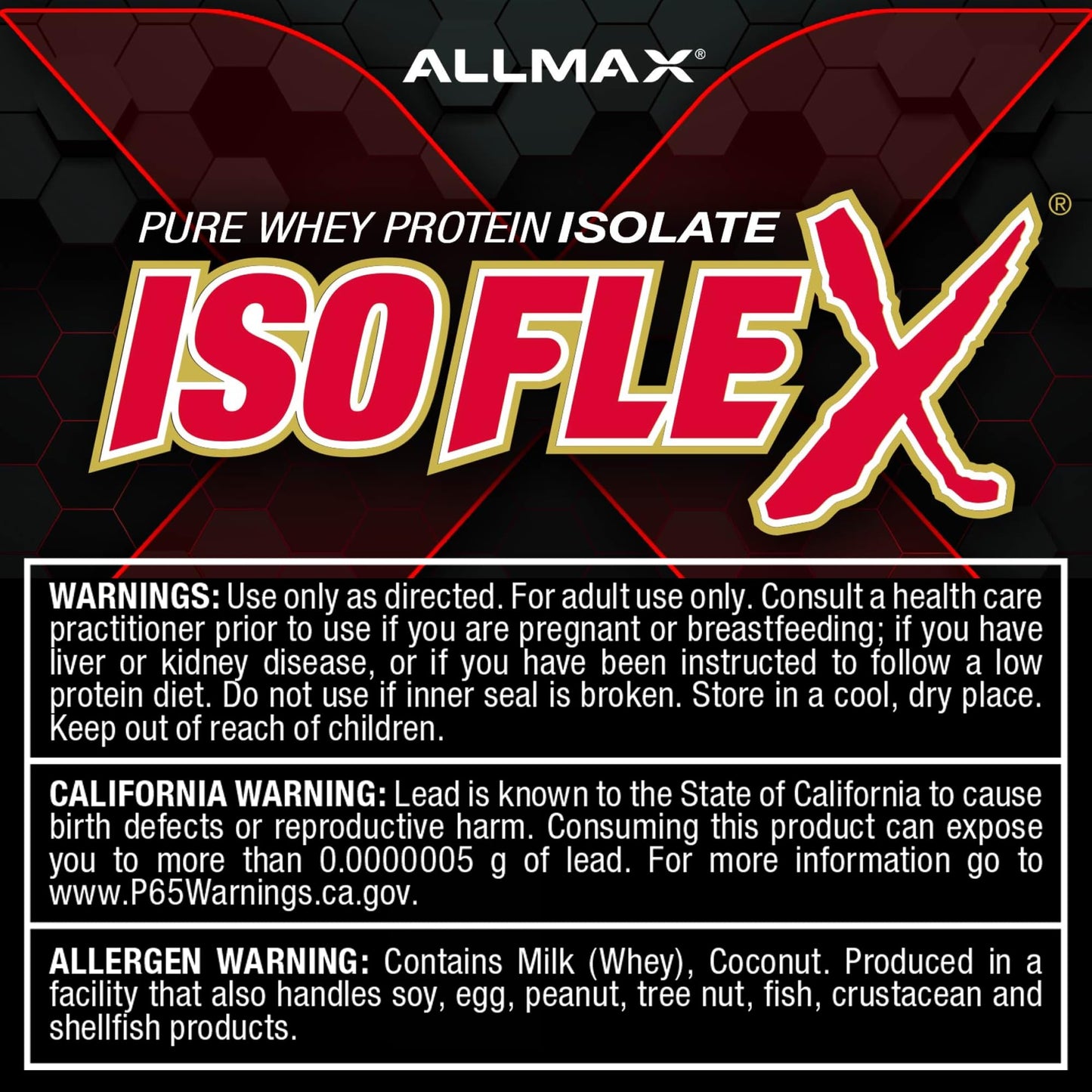 ALLMAX ISOFLEX Pure Whey Isolate – Gluten Free, Low Lactose, Sugar Free | Strawberry 5lb