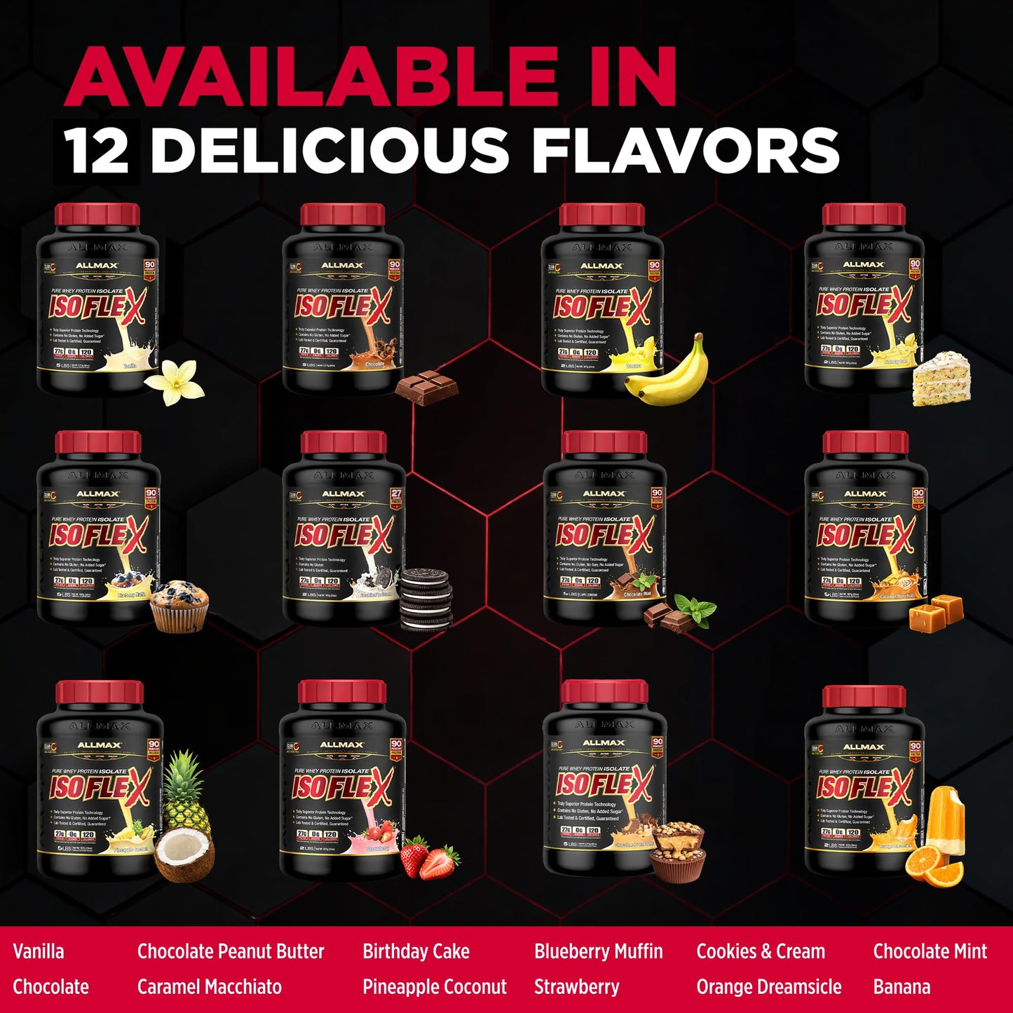 ALLMAX ISOFLEX Pure Whey Isolate – Gluten Free, Low Lactose, Sugar Free | Strawberry 5lb