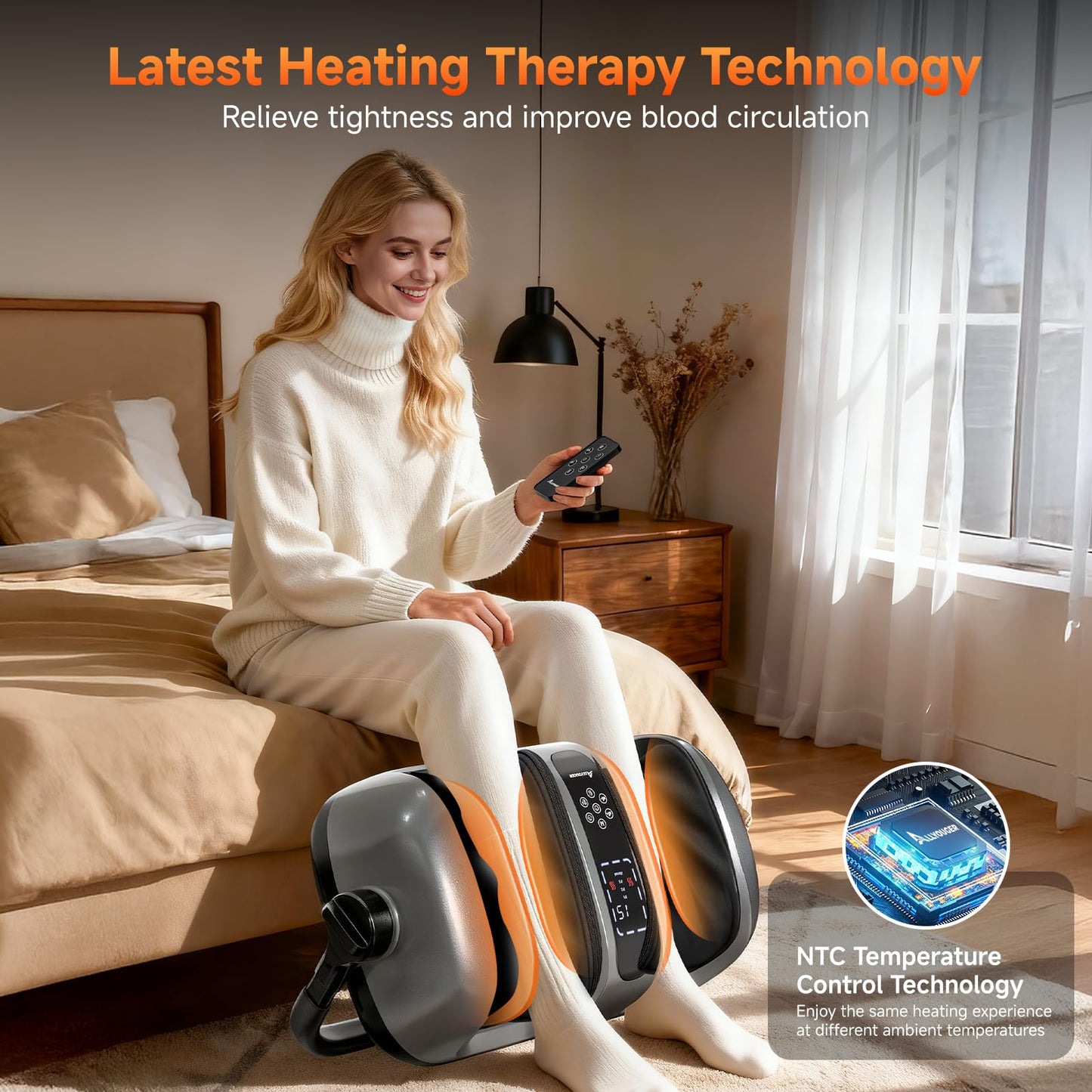 ALLYOUGER 2026 Upgraded Foot Massager with Heat – Shiatsu Kneading, 5 Intensities, 4 Modes