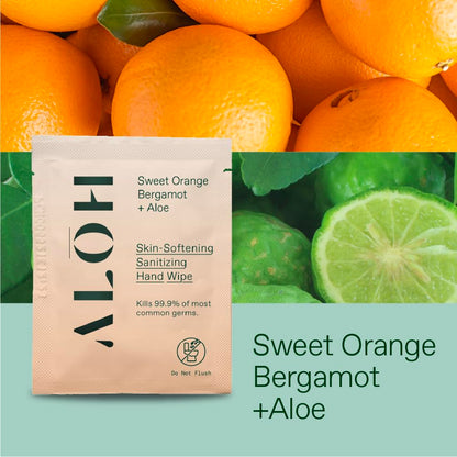 ALŌH Skin Softening Sanitizing Hand Wipes – Sweet Orange Bergamot, 500 Count Box