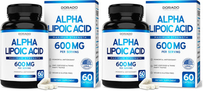Alpha Lipoic Acid 600mg - 60 Capsules (Pack of 2) | USA Made, Non-GMO, Gluten Free