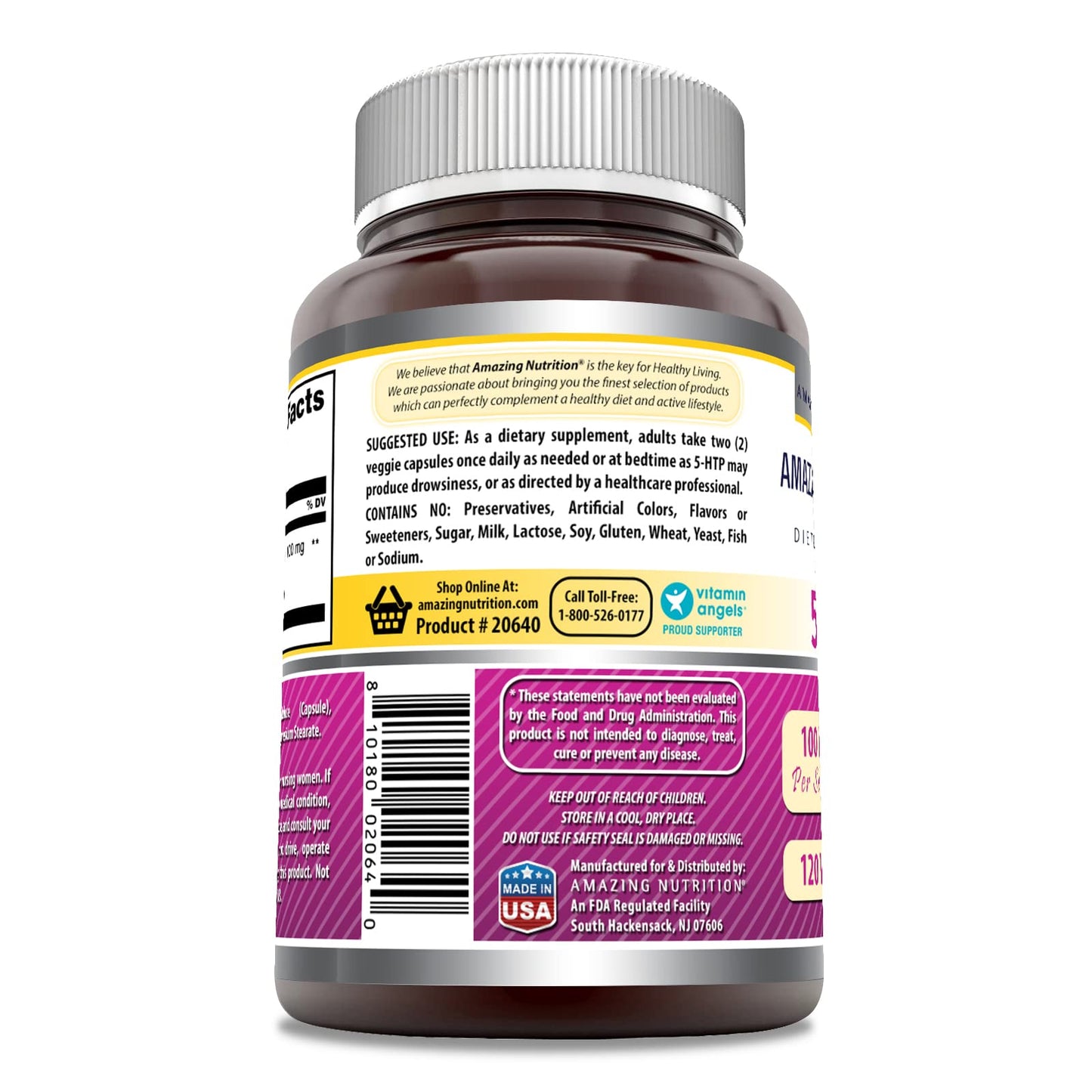 Amazing Formulas 5-HTP 100 mg Supplement | Veggie Capsules | Non-GMO & Gluten Free | Made in USA | 120 Count