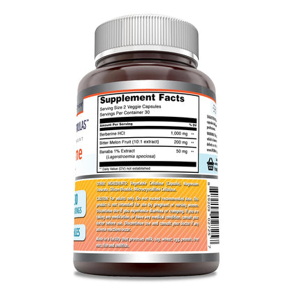 Amazing Formulas Berberine Complex with Bitter Melon & Banaba – 1250 mg per Serving | Veggie Capsules | Non-GMO | Gluten-Free | Made in USA