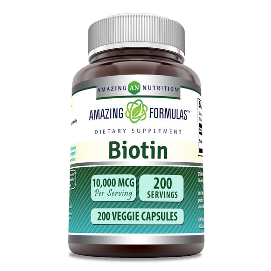 Amazing Formulas Biotin 10,000 mcg – 200 Veggie Capsules | Non-GMO, Gluten-Free, Made in USA