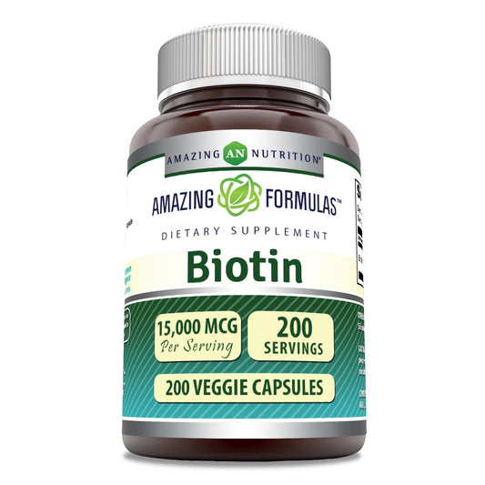 Amazing Formulas Biotin 15000 mcg - Supports Hair, Skin & Nails | 200 Capsules