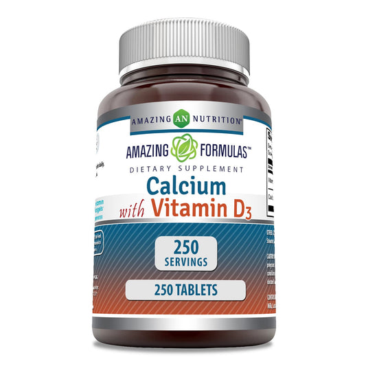 Amazing Formulas Calcium with Vitamin D3 - 250 Count, Non-GMO, Gluten-Free, Made in USA