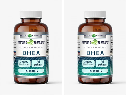 Amazing Formulas DHEA 200 mg - 120 Tablets - Pack of 2 | Non-GMO, Gluten-Free