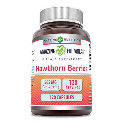 Amazing Formulas Hawthorn Berries Supplement | 565 Mg Per Serving | 120 Capsules | Non-GMO | Gluten Free | Made in USA