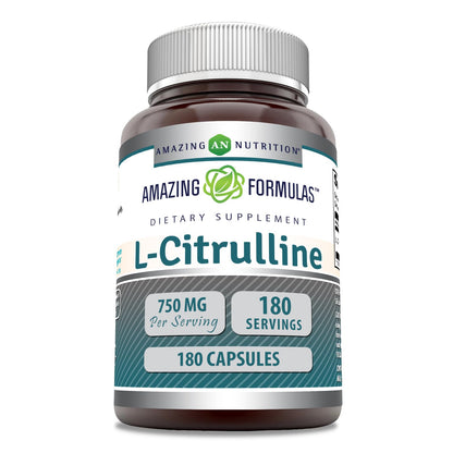 Amazing Formulas L-Citrulline 750 mg | 180 Capsules | Non-GMO & Gluten-Free | Made in USA