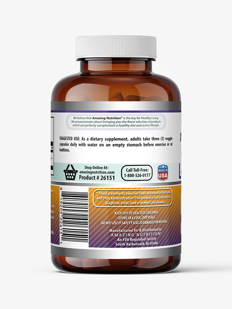 Amazing Formulas L-Ornithine 1500 Mg Supplement – Vegetarian Capsules, Non-GMO, Gluten-Free, Made in USA