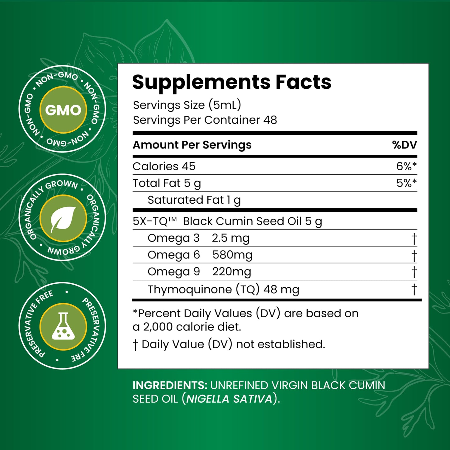 Amazing Herbs Premium Black Seed Oil – Gluten Free, Non-GMO, Cold Pressed Nigella Sativa – 16 Fl Oz (Pack of 2)